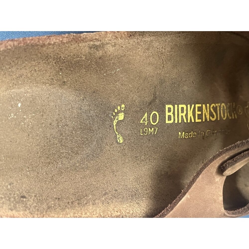 Birkenstock 3 Strap Brown Leather Slip On Sandals L9 M7 Womens 9 Mens 7 BIRKS - Picture 4 of 6